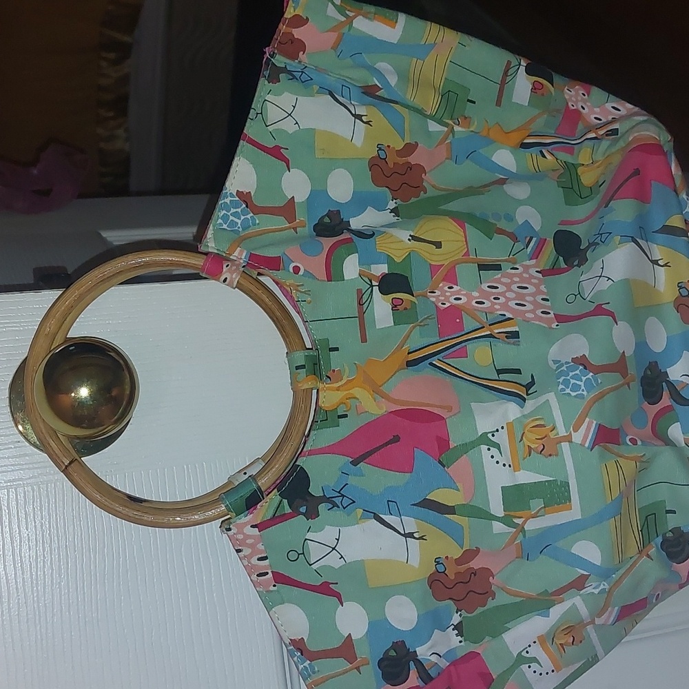 Neiman Marcus tote bag with bamboo handles